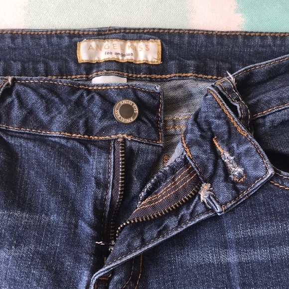 Angel Kiss Zip Fly 5 Pocket Distressed Denim Jeans‎ Size 9 - Picture 5 of 10